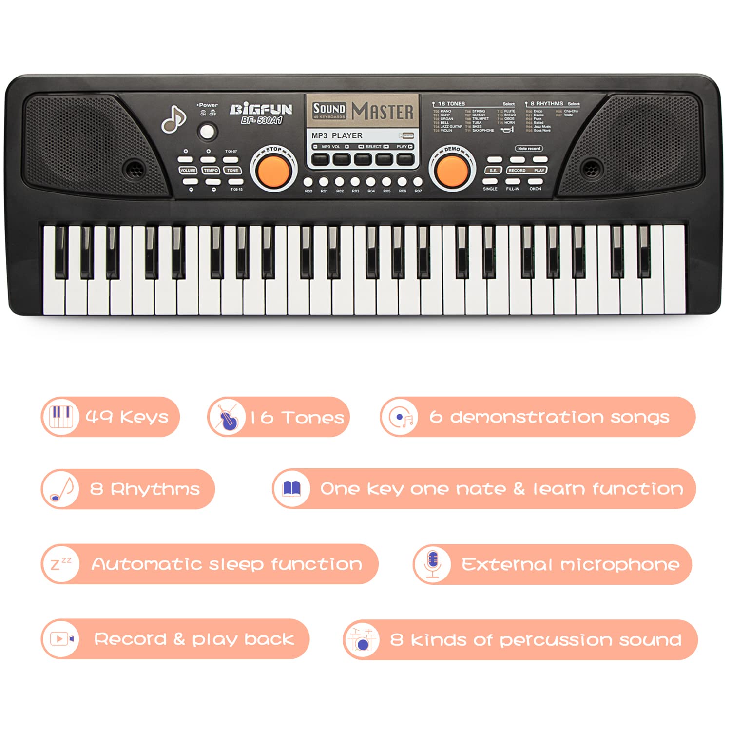 Raimy keyboard offers USB or battery power for flexible play.