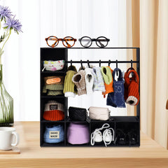 Rain Bunny compact black doll closet fits small spaces and rooms.