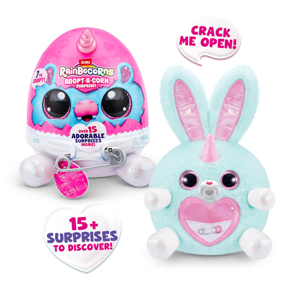 Rainbocorns Bunny plush close-up shows soft fur and cuddliness