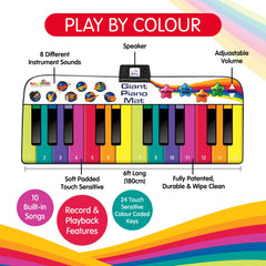 Rainbow Colours floor piano mat promotes coordination through playful steps.