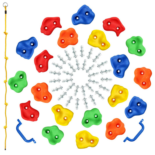 Rainbow Craft colorful rock grips offer bright texture for engaging climbing play.