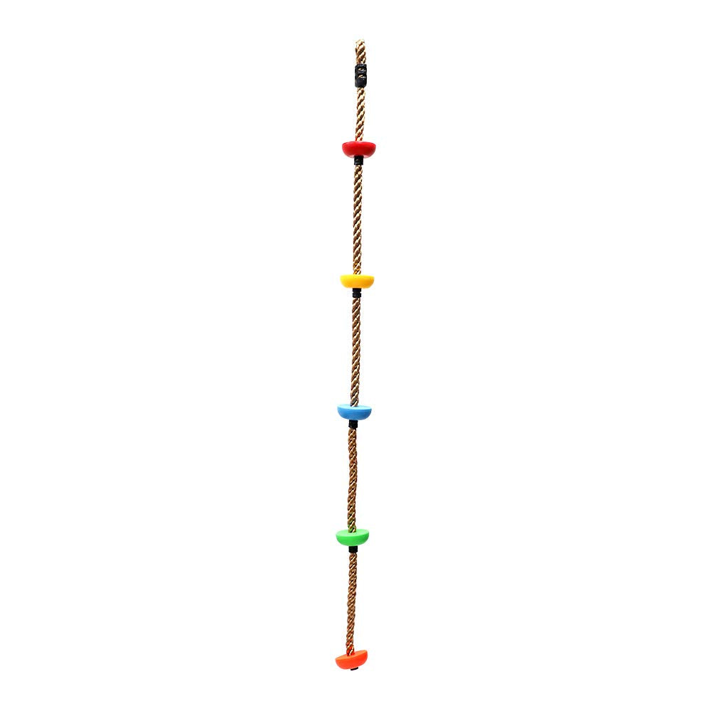Rainbow Craft knotted foot holds in five colors provide easy grip