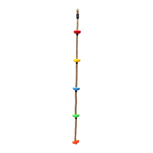 Rainbow Craft knotted foot holds in five colors provide easy grip