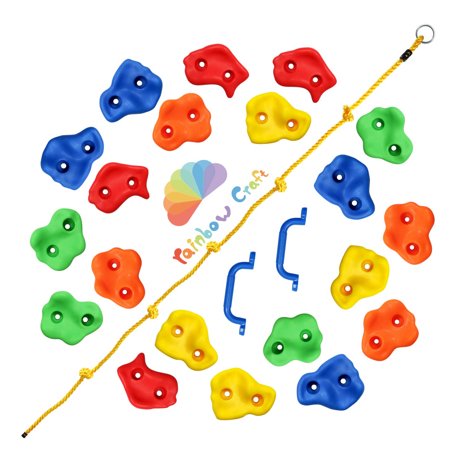 Rainbow Craft knotted rope, 8ft, adds flexible climbing options for kids.