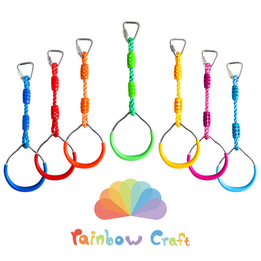 Rainbow Craft Ninja Rings ready for backyard play and obstacle training.