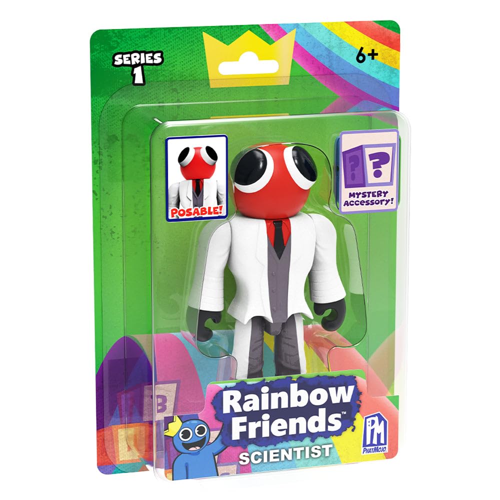 Rainbow Friends Scientist action figure orange, ready for imaginative play and display.