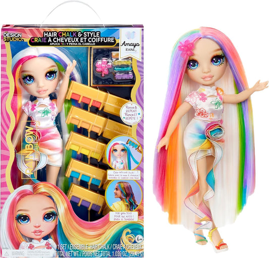Rainbow High Amaya doll with complete hair chalk set for playful coloring