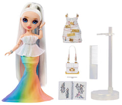Amaya Raine with gradient rainbow dress showing vibrant color.