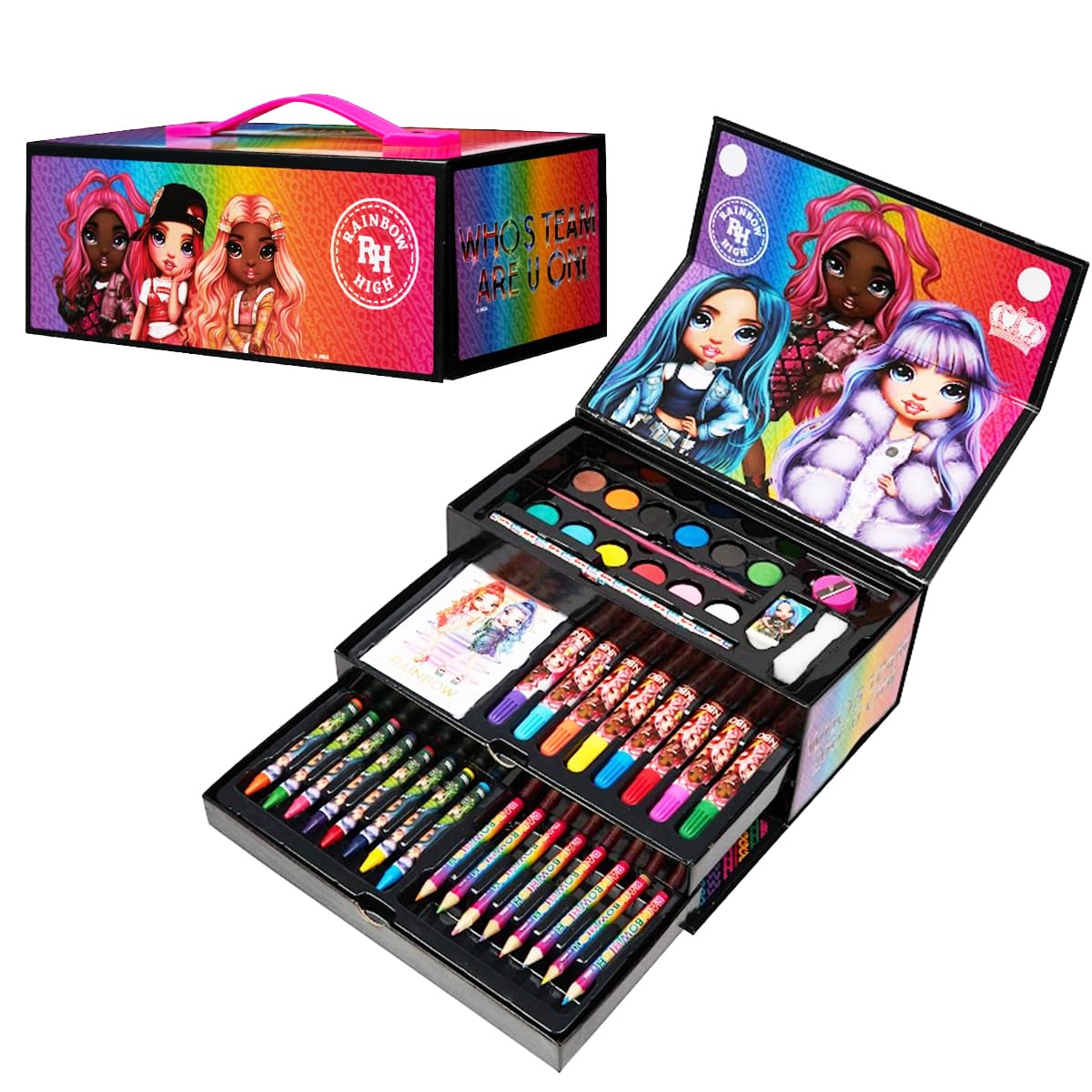 Rainbow High art set travel case open for on-the-go creativity