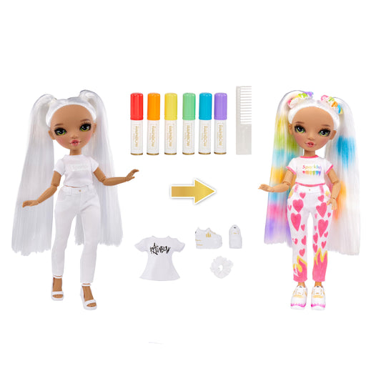 Rainbow High Color & Create doll outfit coloring to design vibrant outfits.