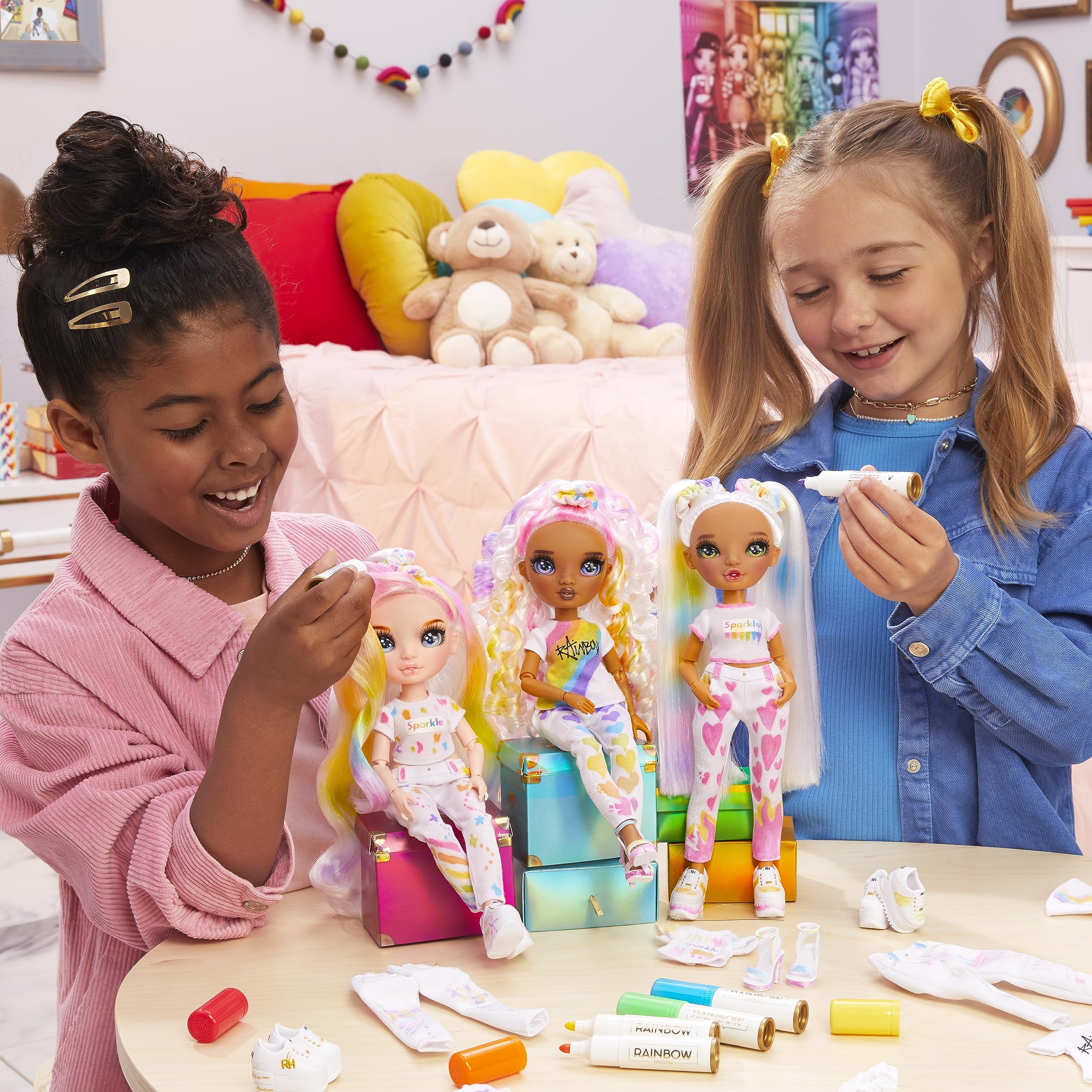 Rainbow High Color & Create doll play scene inspires storytelling and imaginative play