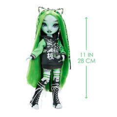 Rainbow High Harley Limestone neon green high-top sneakers complete the look