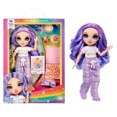Rainbow High Violet PJ Party doll in a cozy pajamas setup for storytelling.