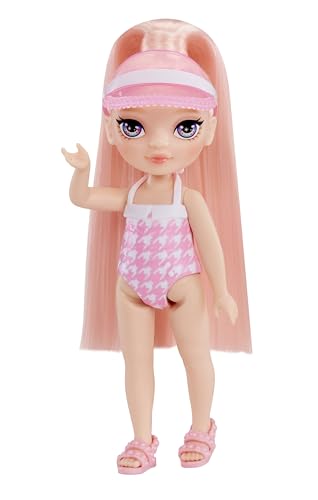 Rainbow High Littles accessories like unicorn floatie and sunglasses spark pretend pool parties.