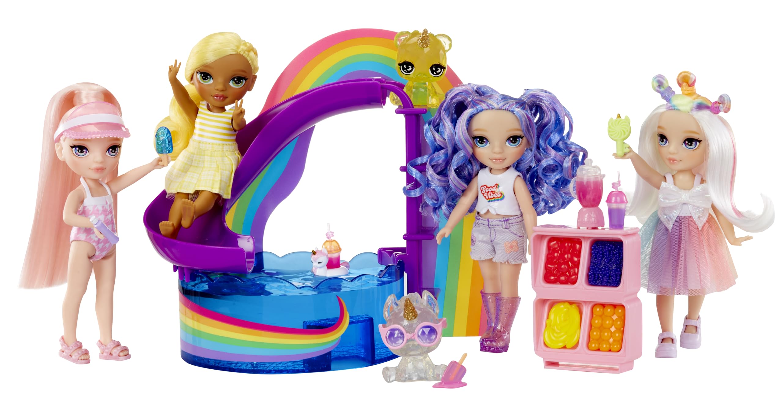 Rainbow High Littles included items showcase complete pool day scene and accessories.