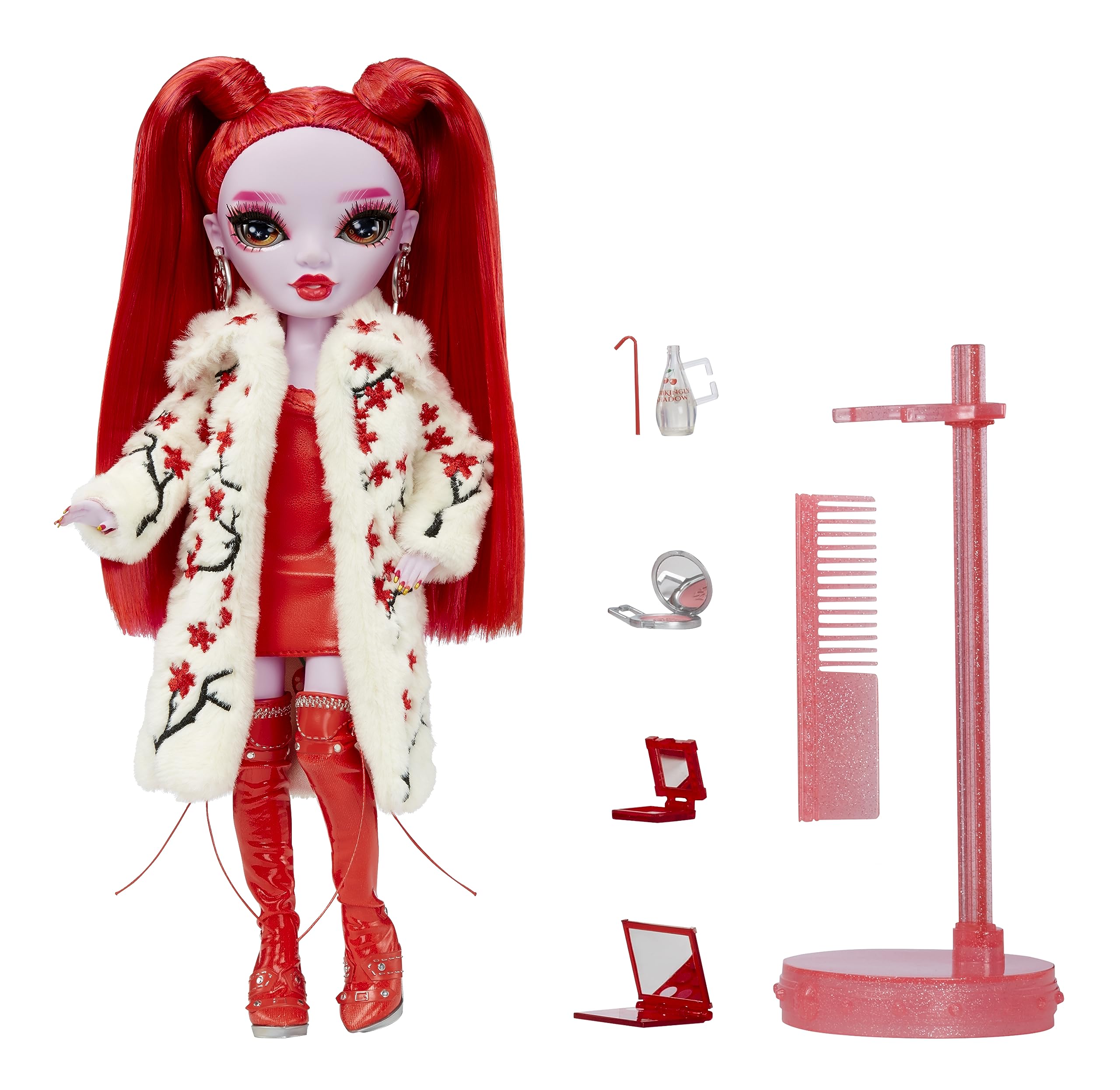 Rosie Redwood's two extra-long ponytails invite stylish styling and storytelling.