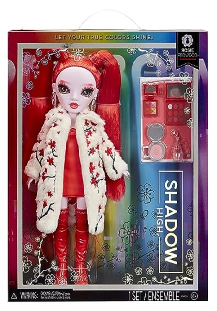 Rainbow High Shadow High Rosie in red dress with long hair for dramatic play outfits.