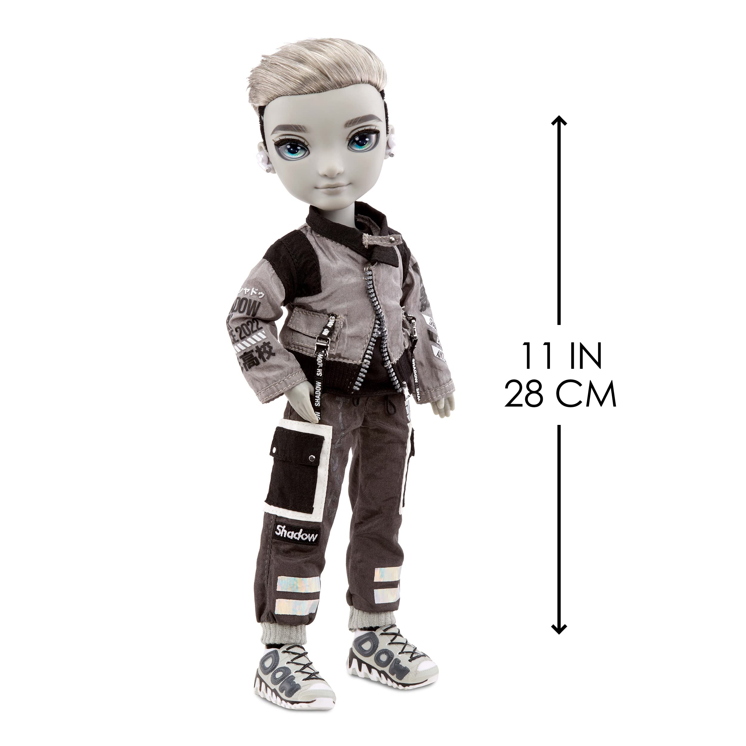 Rainbow High Shadow Series Ash Silverstone jacket with patches and buckles for detailed styling.