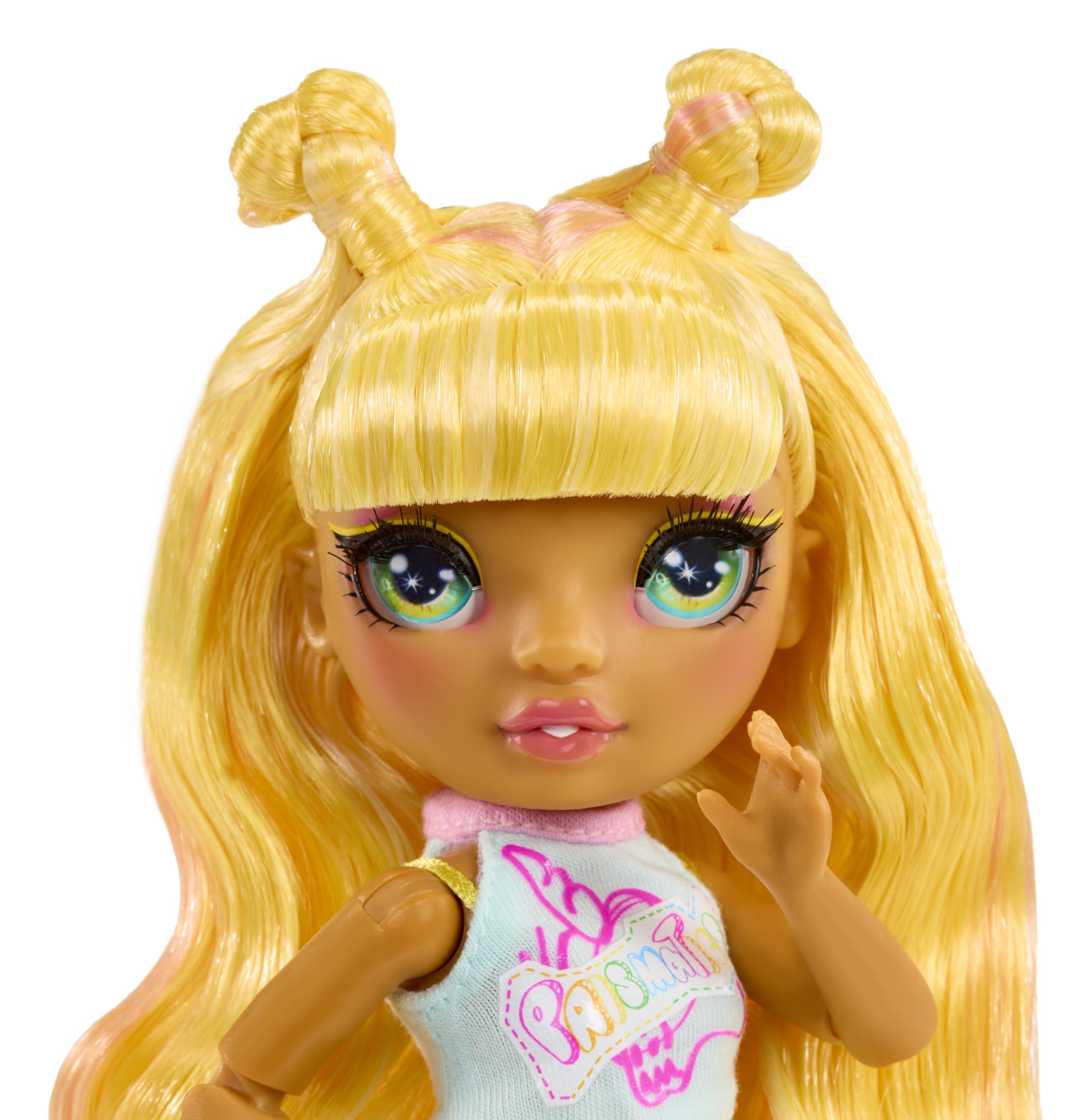 Rainbow High Sunny yellow doll casual pose for everyday storytelling.