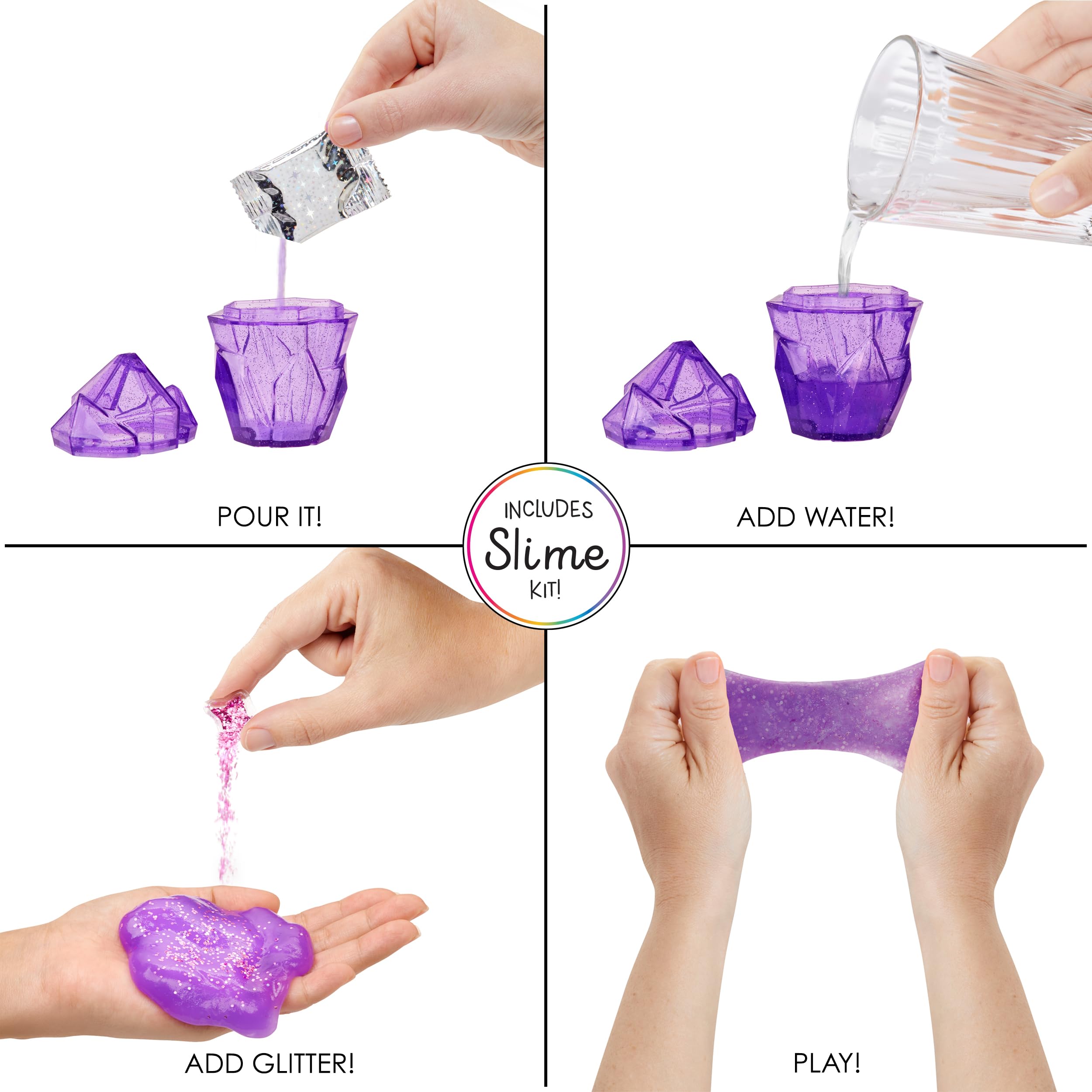 Rainbow High Violet sparkle slime kit ready for DIY slime fun.