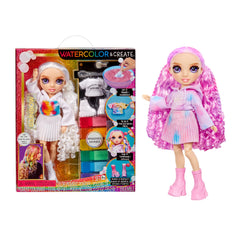 Rainbow High watercolor doll with exclusive outfit for creative styling.