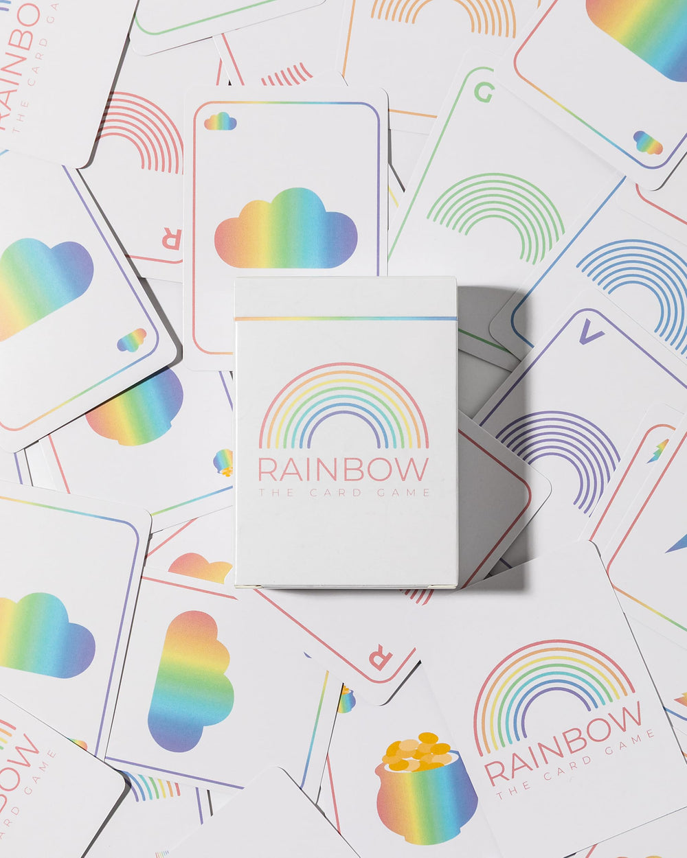 Rainbow The Card Game cloud cards visible during play help manage cards.