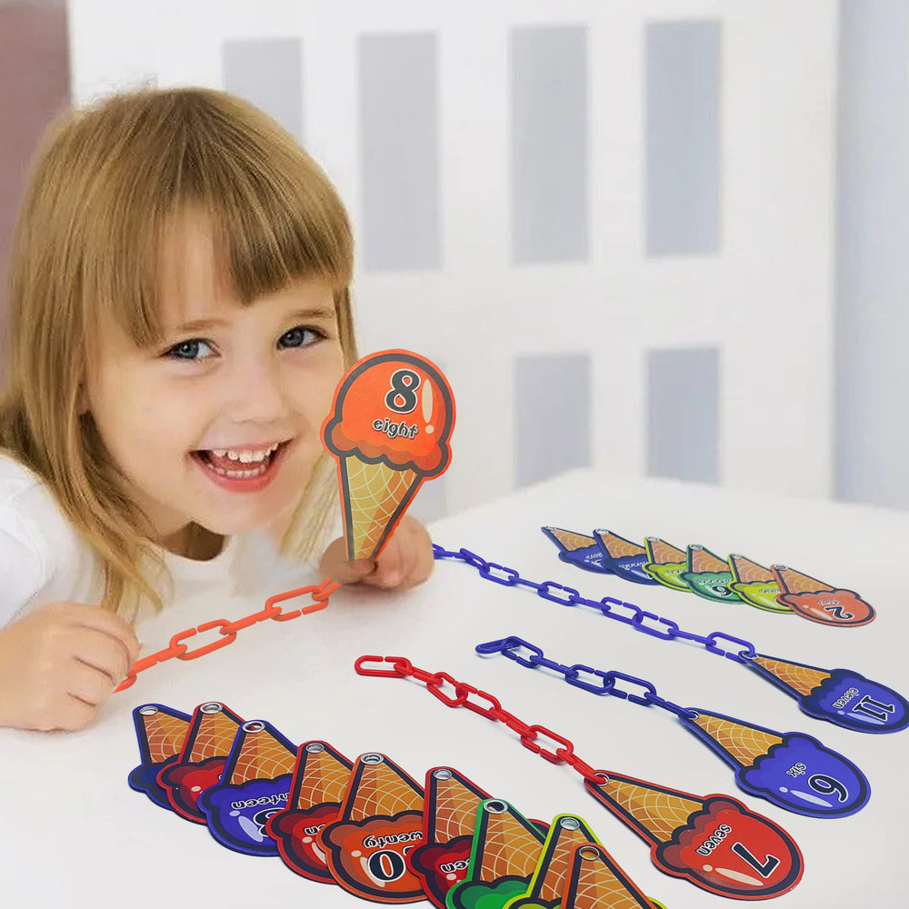 Rainbow Toyfrog colorful chain links support color sorting and patterns.