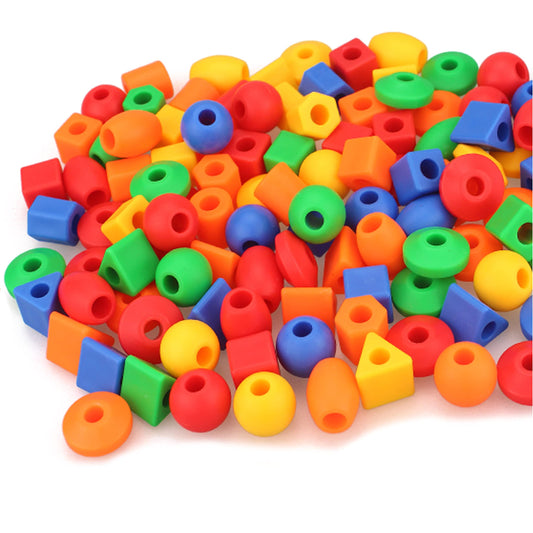 Rainbow Toyfrog lacing beads with four strings support easy threading practice.