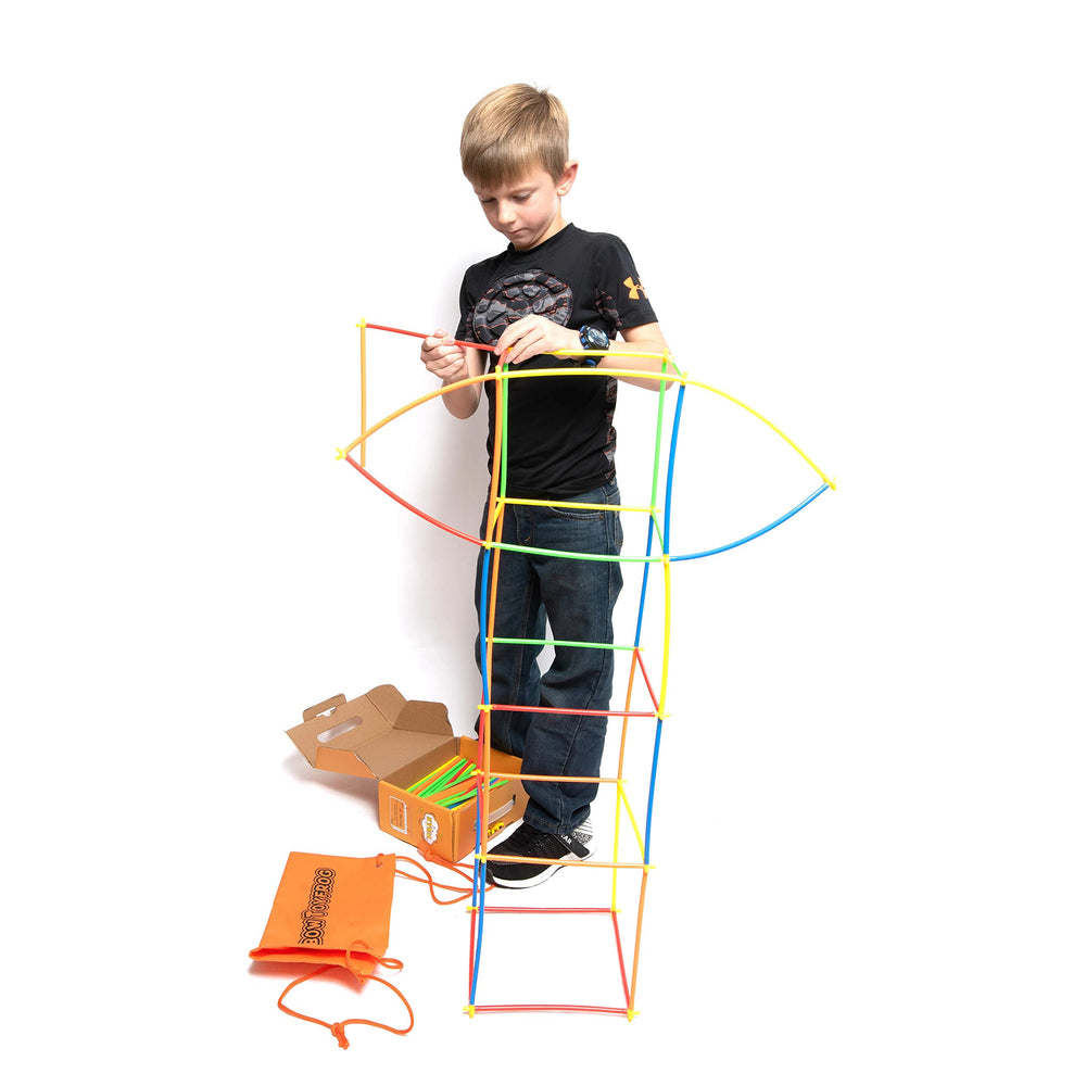 Rainbow Toyfrog pouch storage keeps pieces organized for on-the-go STEM play.