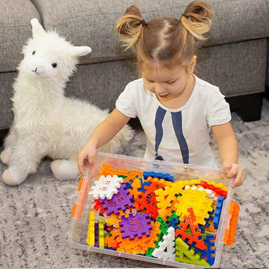 Rainbow Toyfrog storage container with blocks organizes toys for easy travel and clutter-free play.