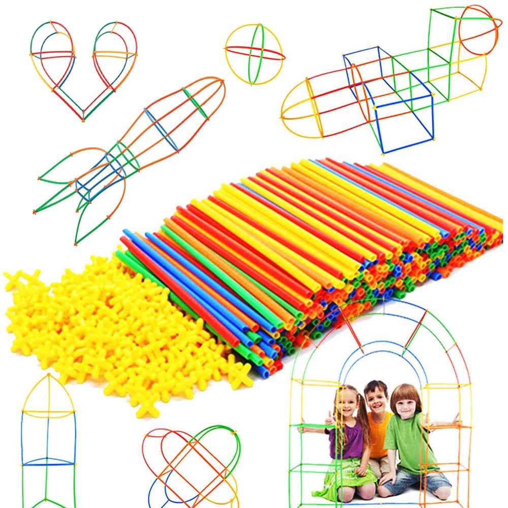 Rainbow Toyfrog straw constructor 300 pcs colorful pieces spark creative engineering play.
