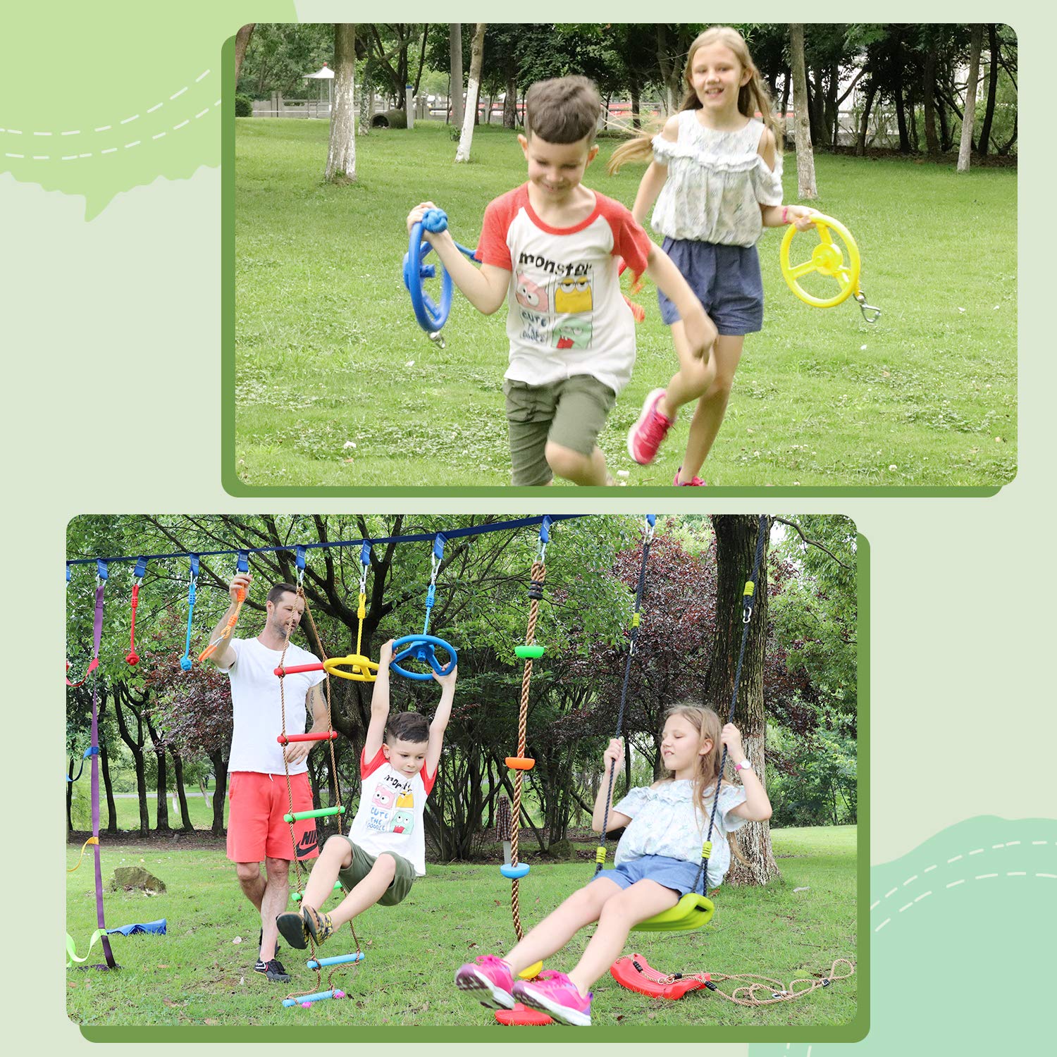 Rainbow Craft 16-inch nylon chain supports secure swings with flexible tension.
