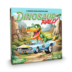 Raincorn Games Dinosaur Rally board for fast, family-friendly dinosaur races and learning.