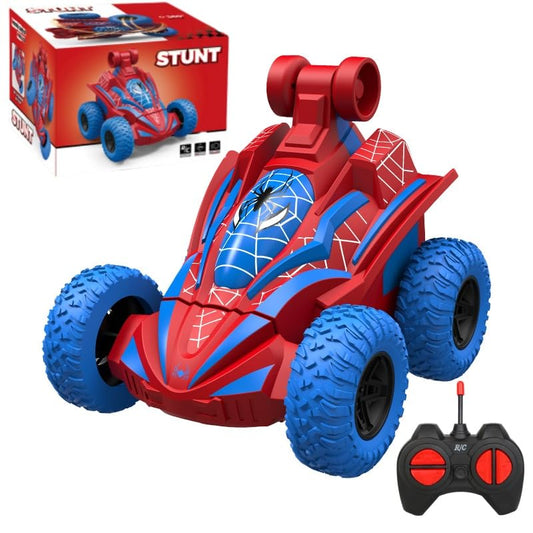 Rakay Spider RC car front view with red body and LEDs for enhanced visibility during play.