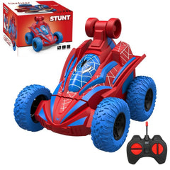 Rakay Spider RC car front view with red body and LEDs for enhanced visibility during play.