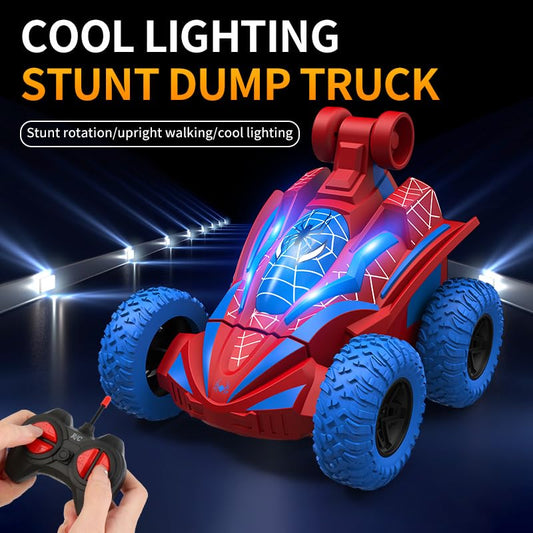 Rakay Spider RC car side profile showing rugged tires for all-terrain grip.