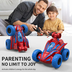 Rakay Spider RC car remote controller enabling precise stunt activation.
