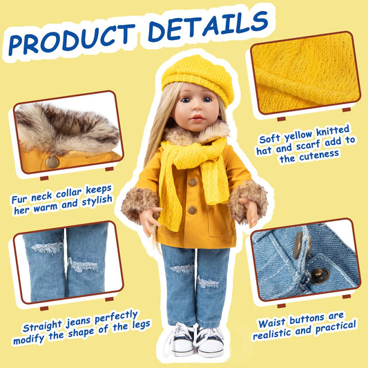 Rakki Dolli 18-inch doll coat set shirt white tee for versatile looks