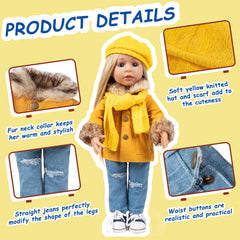 Rakki Dolli 18-inch doll coat set shirt white tee for versatile looks