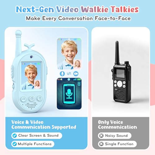 Ralgevu kids video walkie talkies in video call mode, clear face-to-face chats.