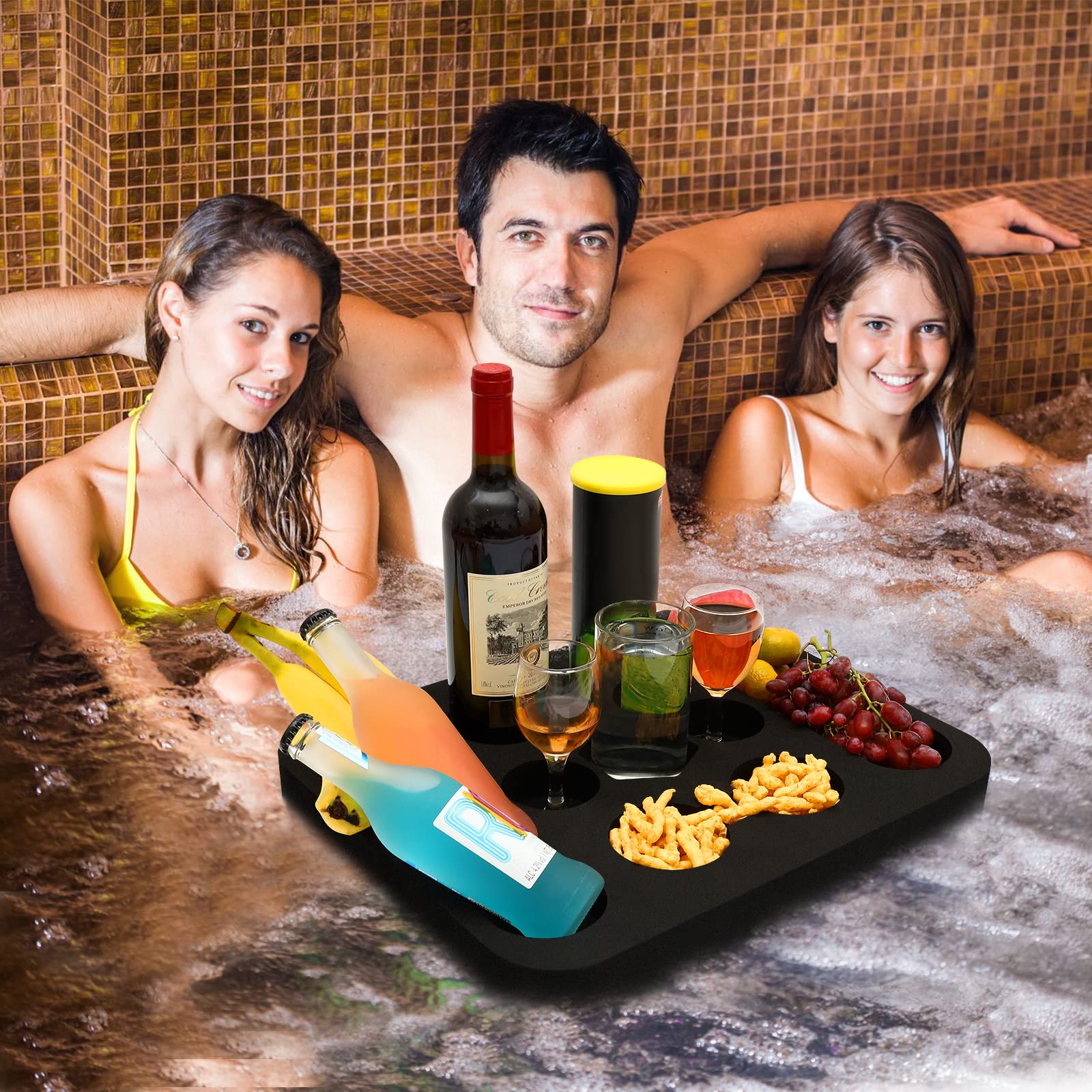 RAMIEYOO floating table in hot tub for drinks and small items.