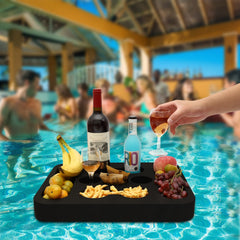 RAMIEYOO floating tray with snack and drink slots for poolside gatherings.