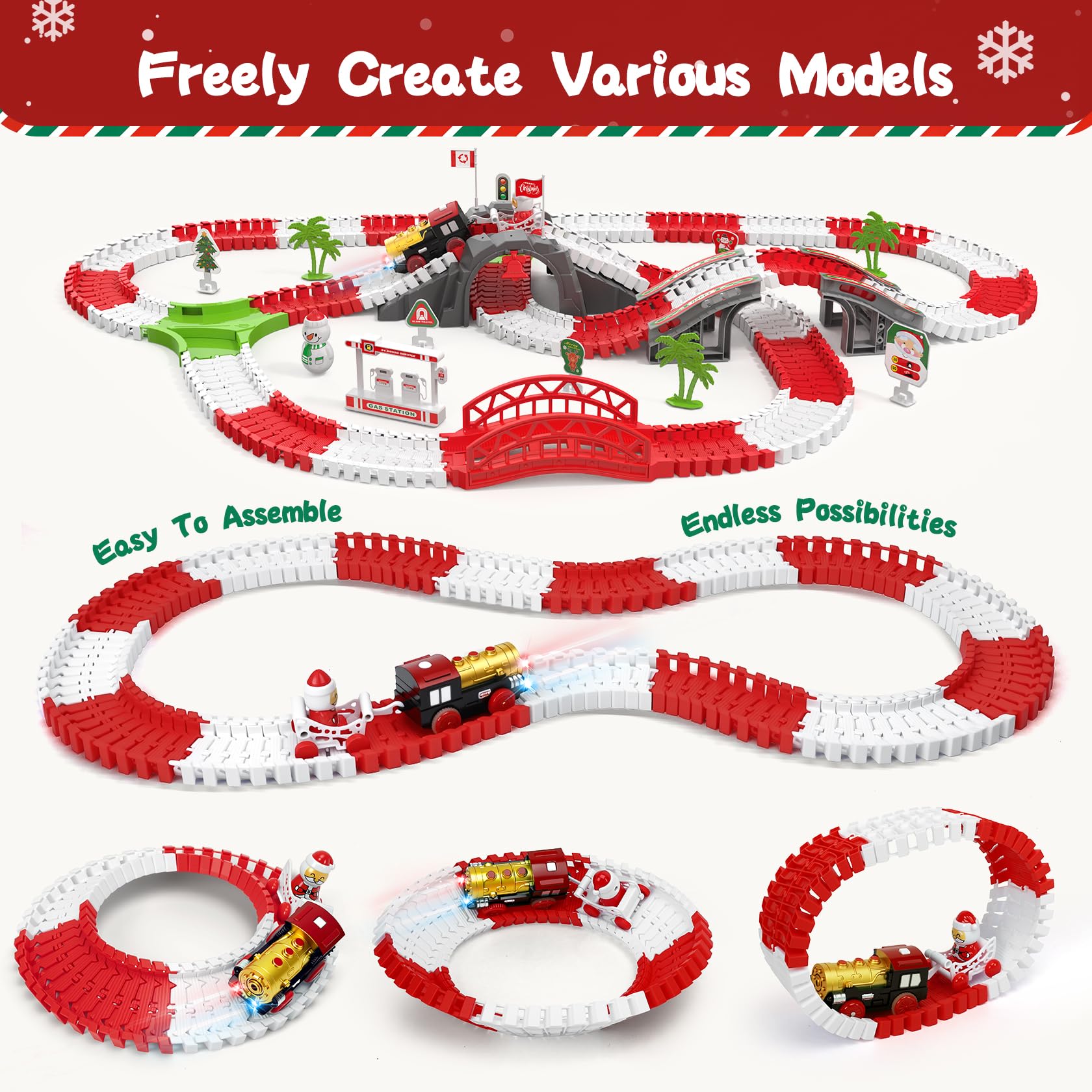 Randhar Christmas Track Toy Set sled for dynamic pretend deliveries