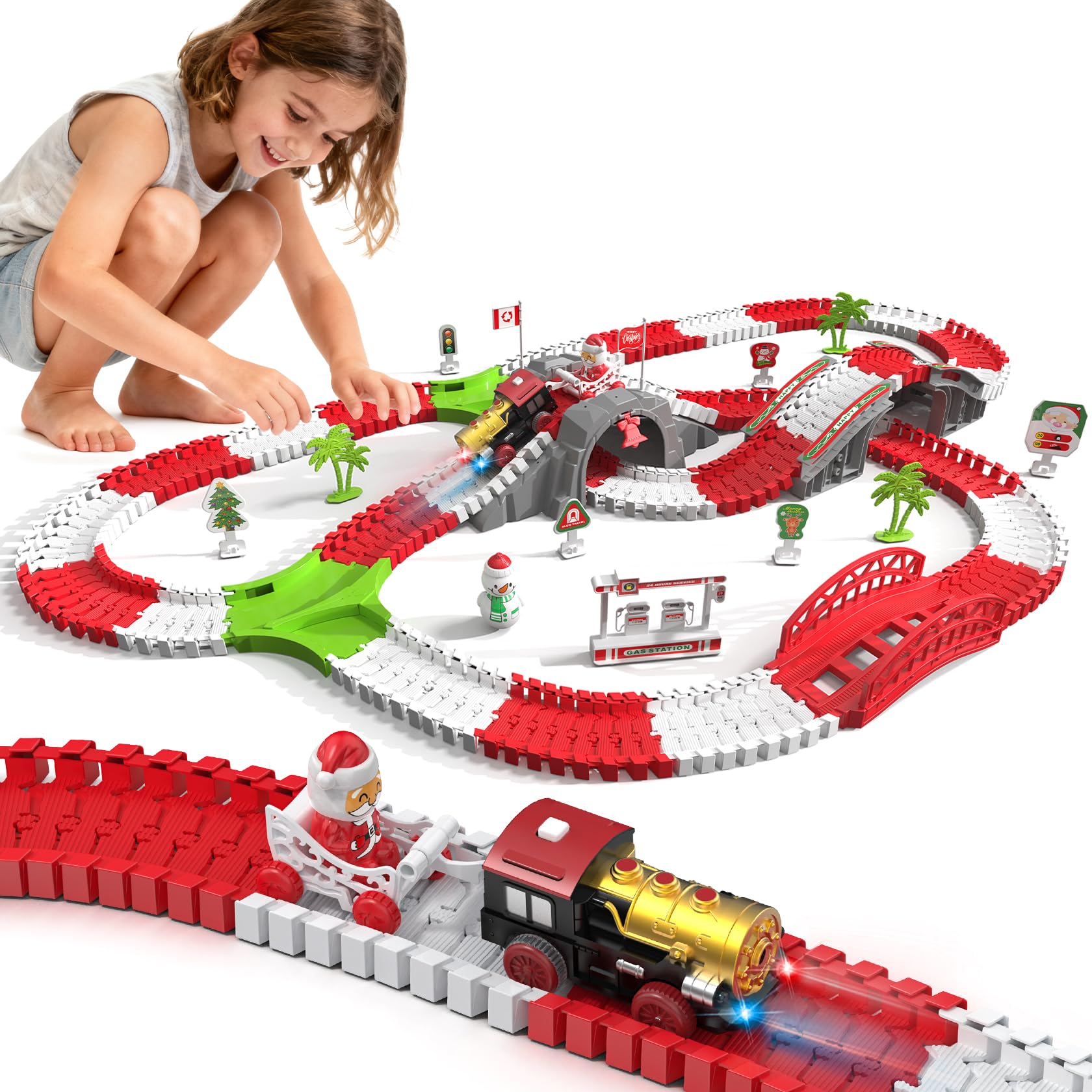 Randhar Christmas Track Toy Set track pieces for creative play on a table