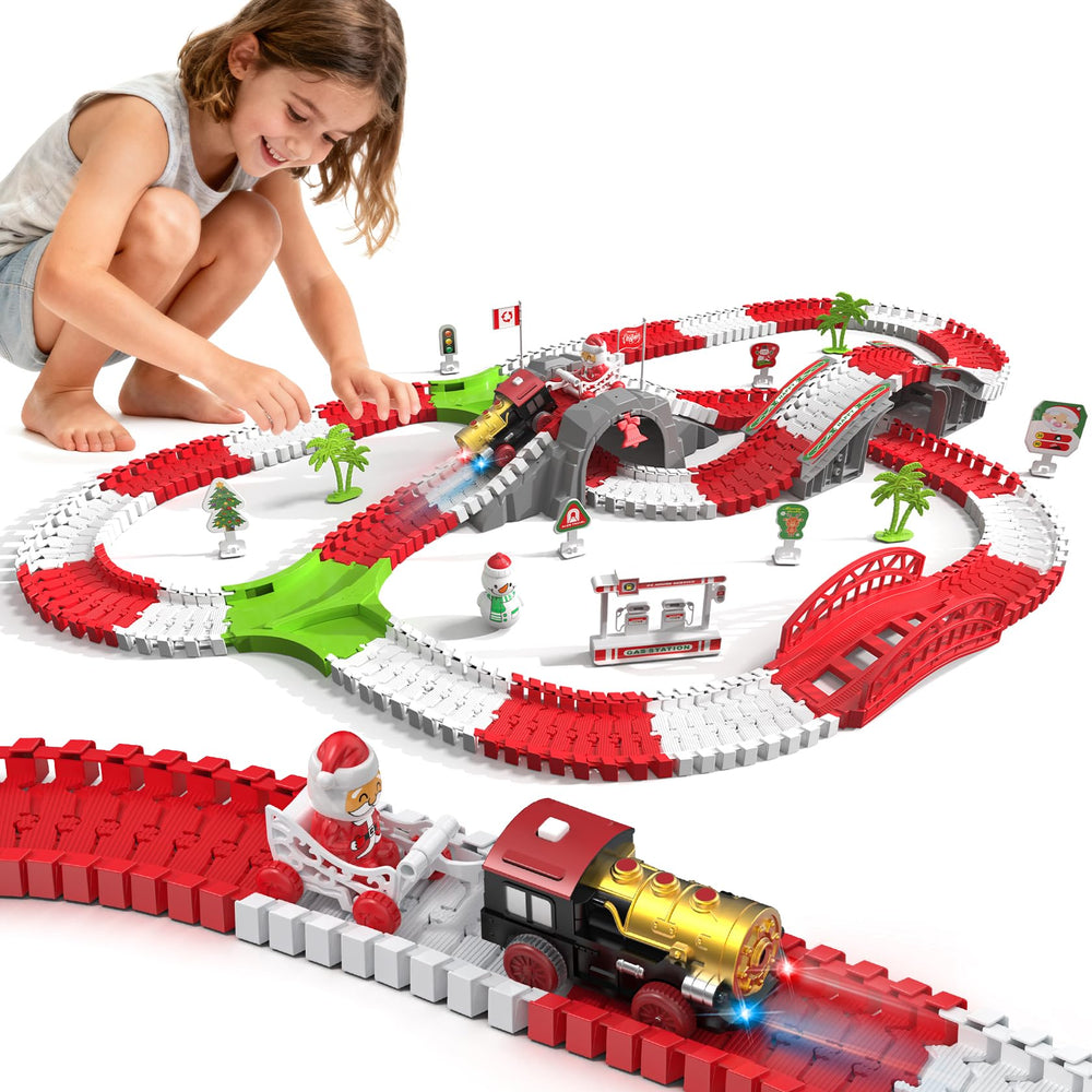 Randhar Christmas Track Toy Set track pieces for creative play on a table