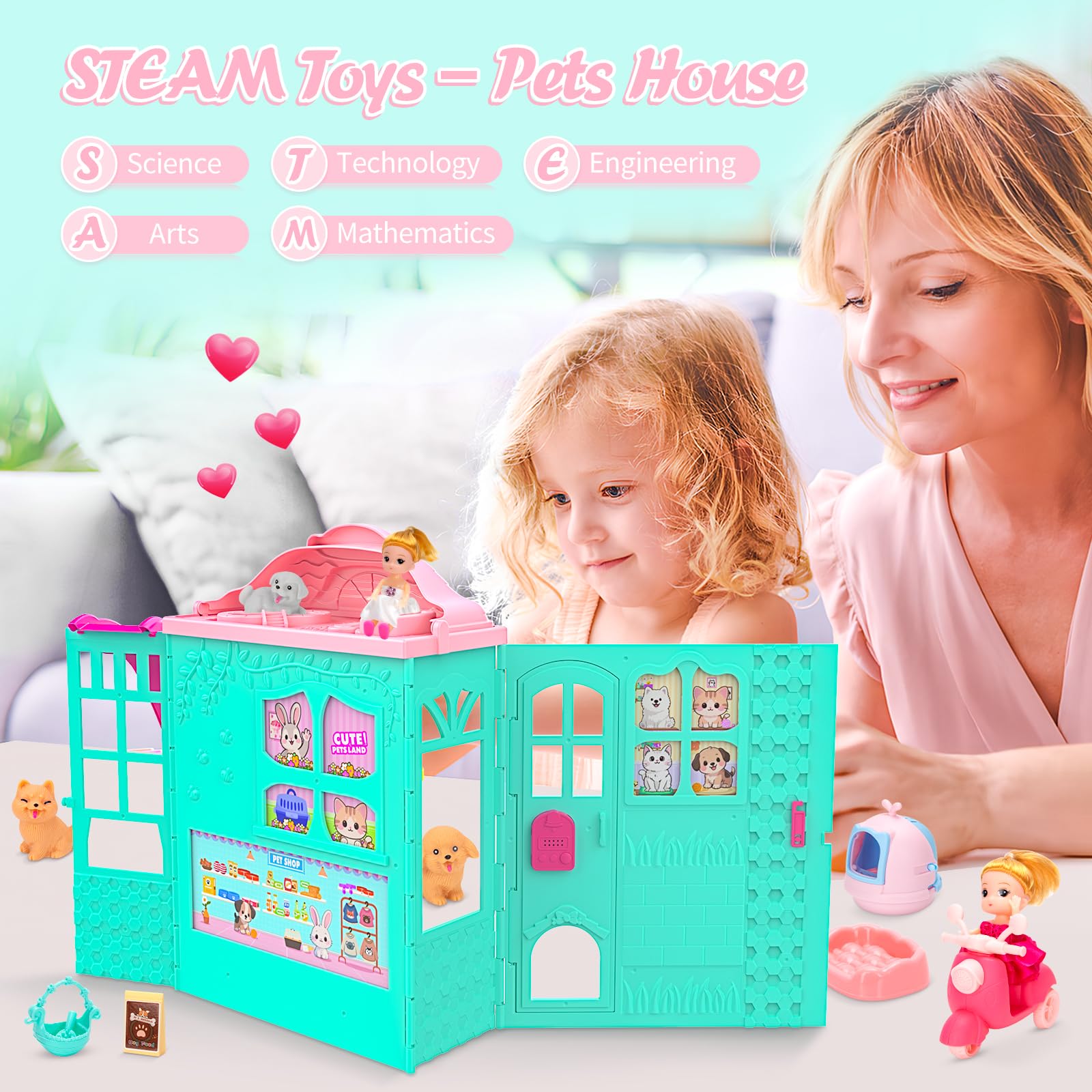 Randhar Dollhouse Playset slide adds dynamic movement to playtime