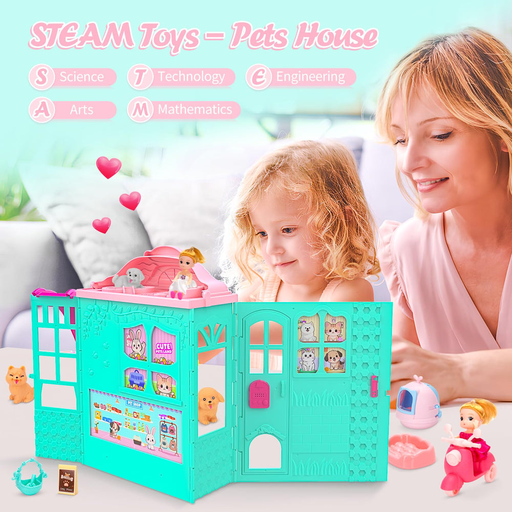 Randhar Dollhouse Playset slide adds dynamic movement to playtime