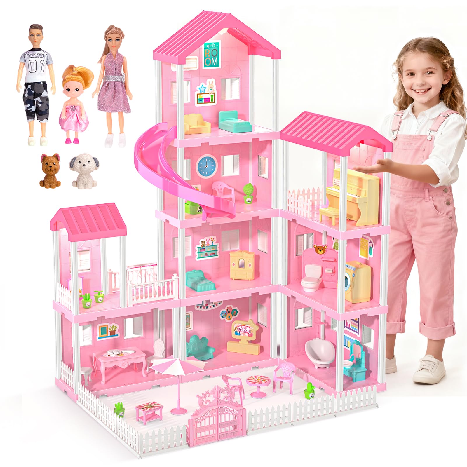 Randhar Dreamy Dollhouse four-story structure with vibrant rooms for imaginative play