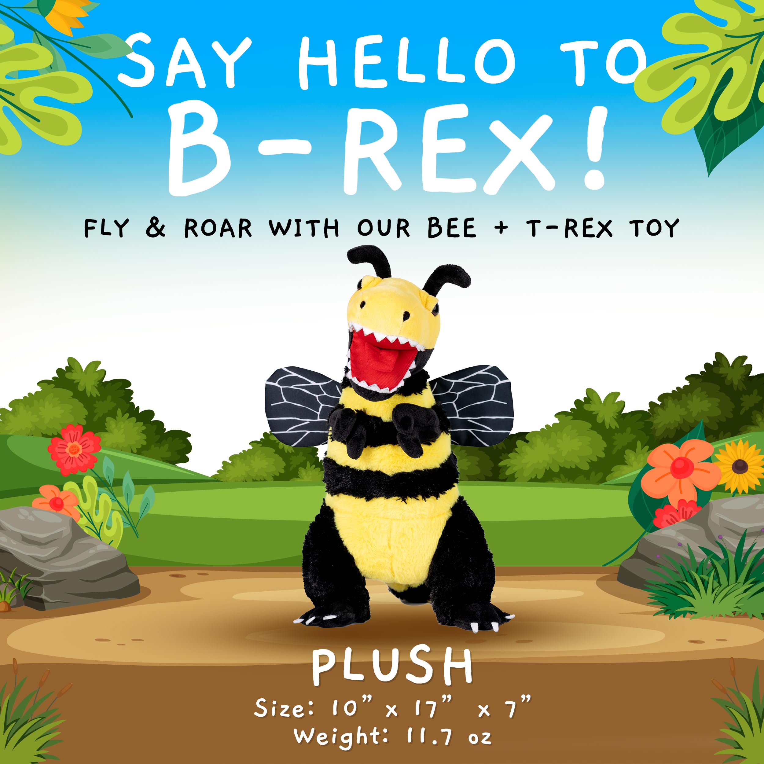 Randimals Bee-T-Rex plush soft fur for comforting hugs.
