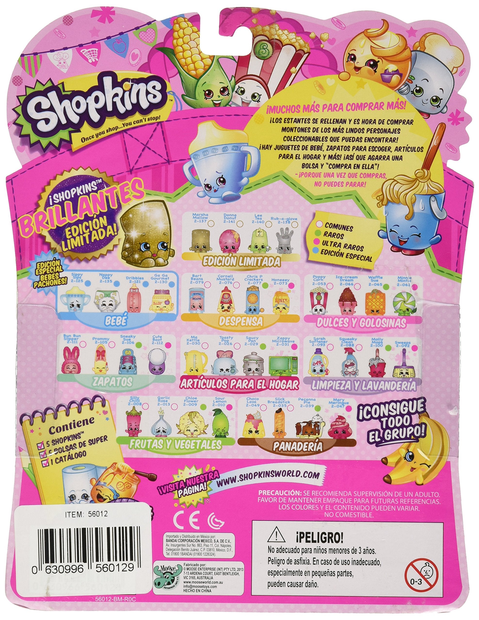 Includes 5 characters and 5 shopping bags for easy Shopkins storage and display.